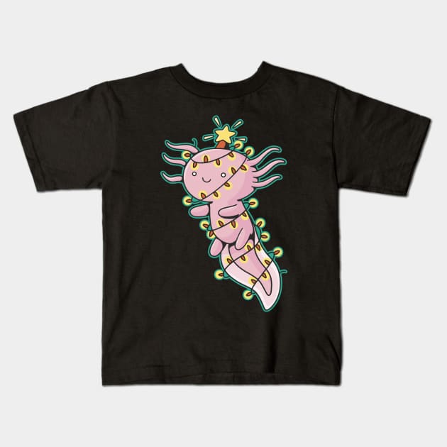 Christmas Axolotl Kids T-Shirt by Archie & Ainslie